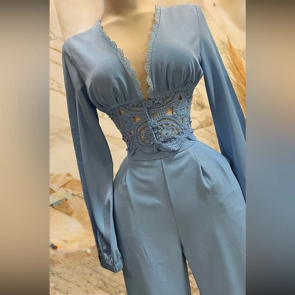 Nwt  two piece wide leg pants and long sleeve matching top size M - Picture 2 of 16